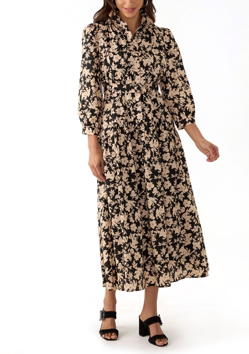 Womens Fall Printed Midi Dress