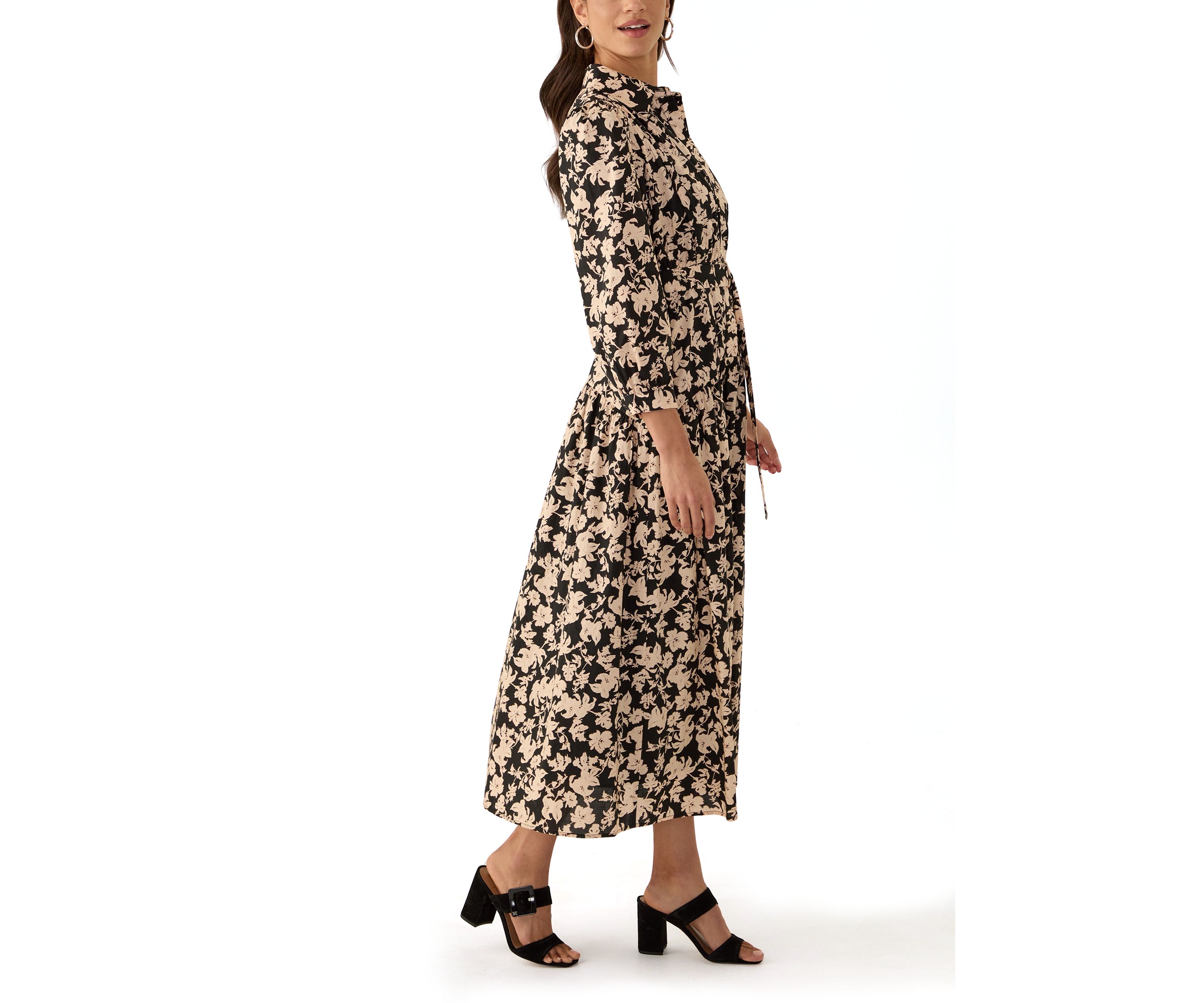 Womens Fall Printed Midi Dress