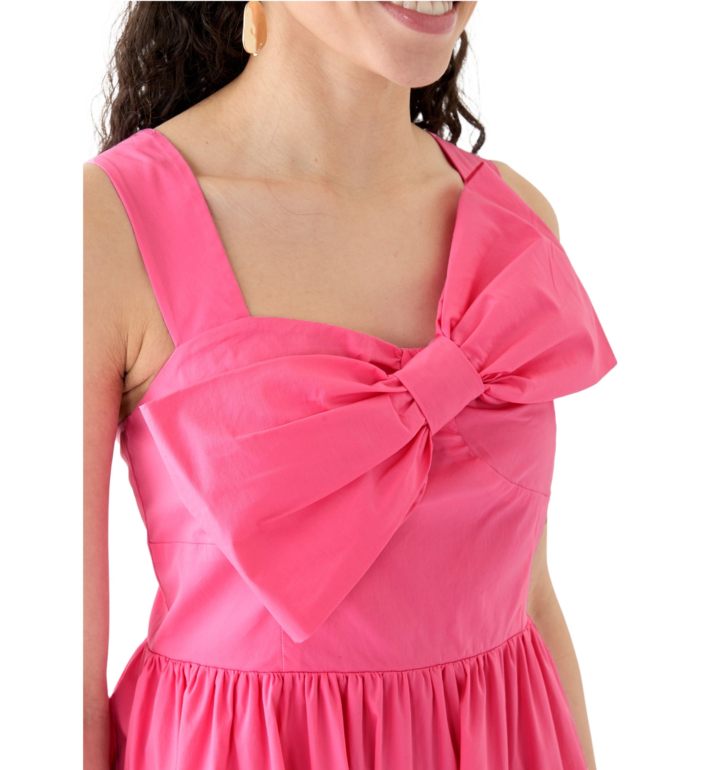 Womens Bow Sleeveless Midi Dress