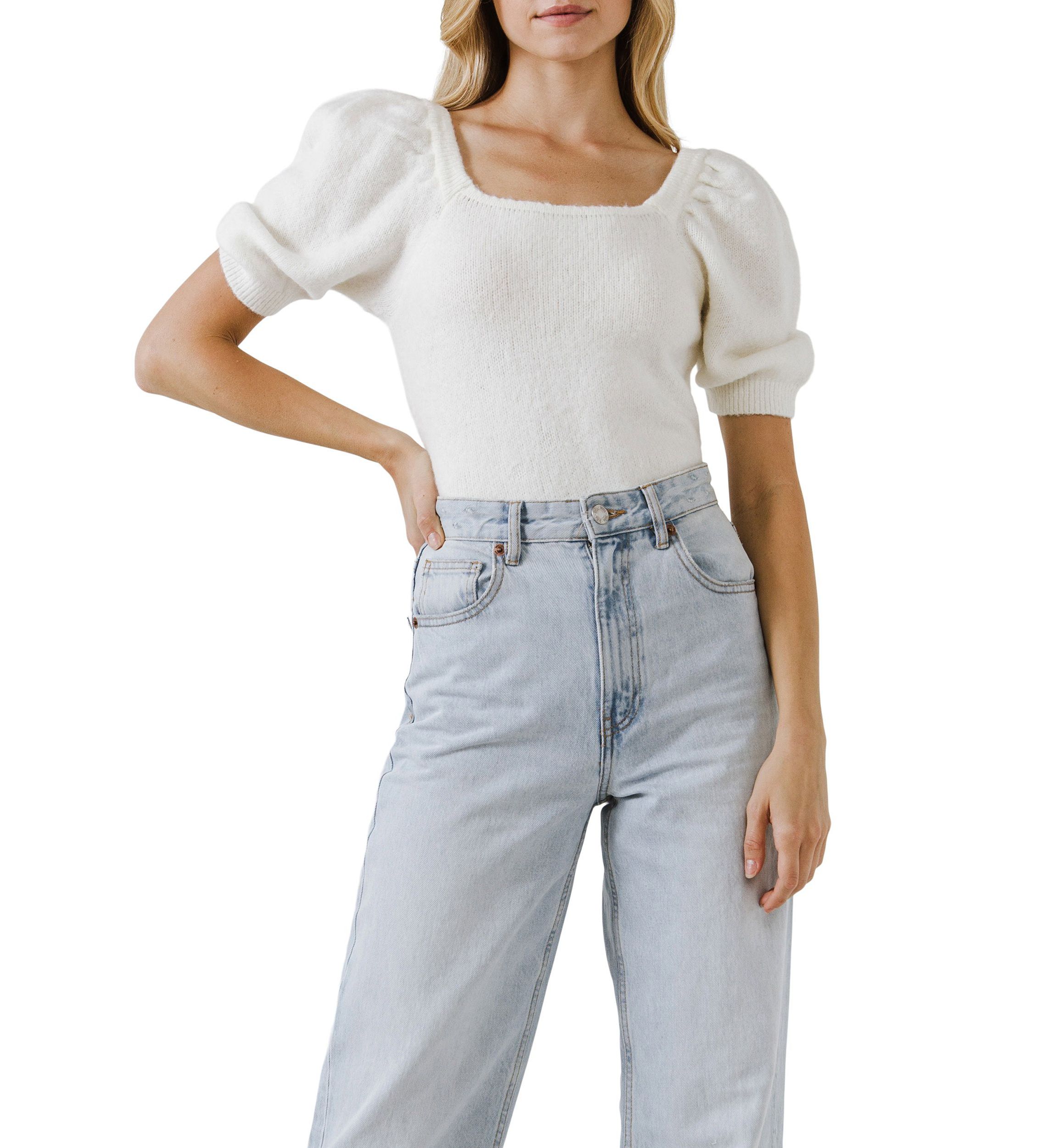 Short Puff Sleeve Sweater