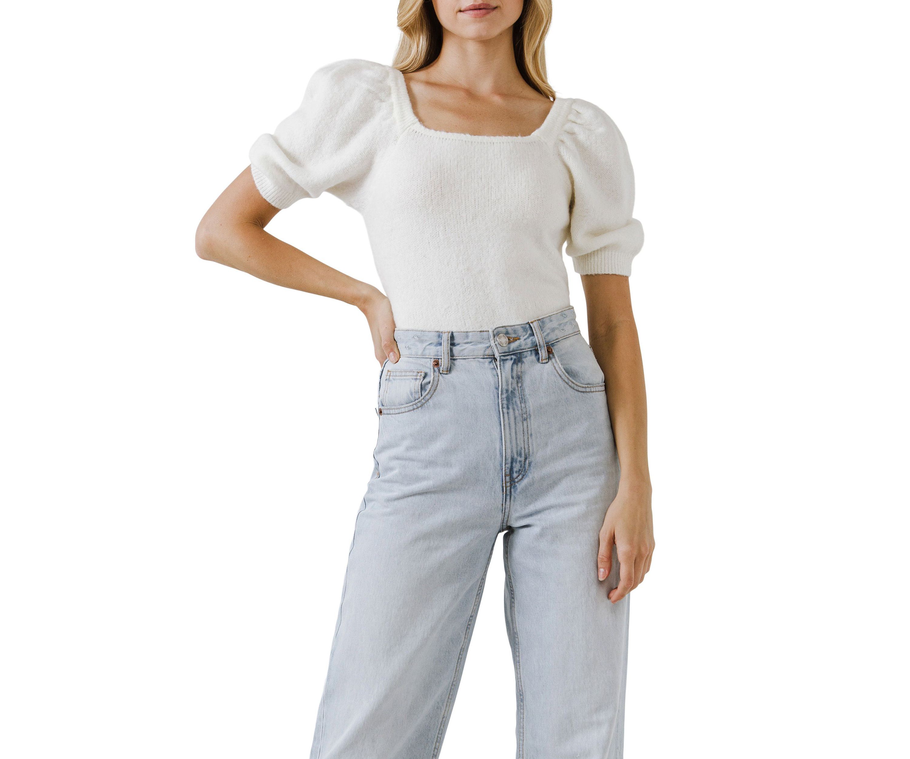 Short Puff Sleeve Sweater