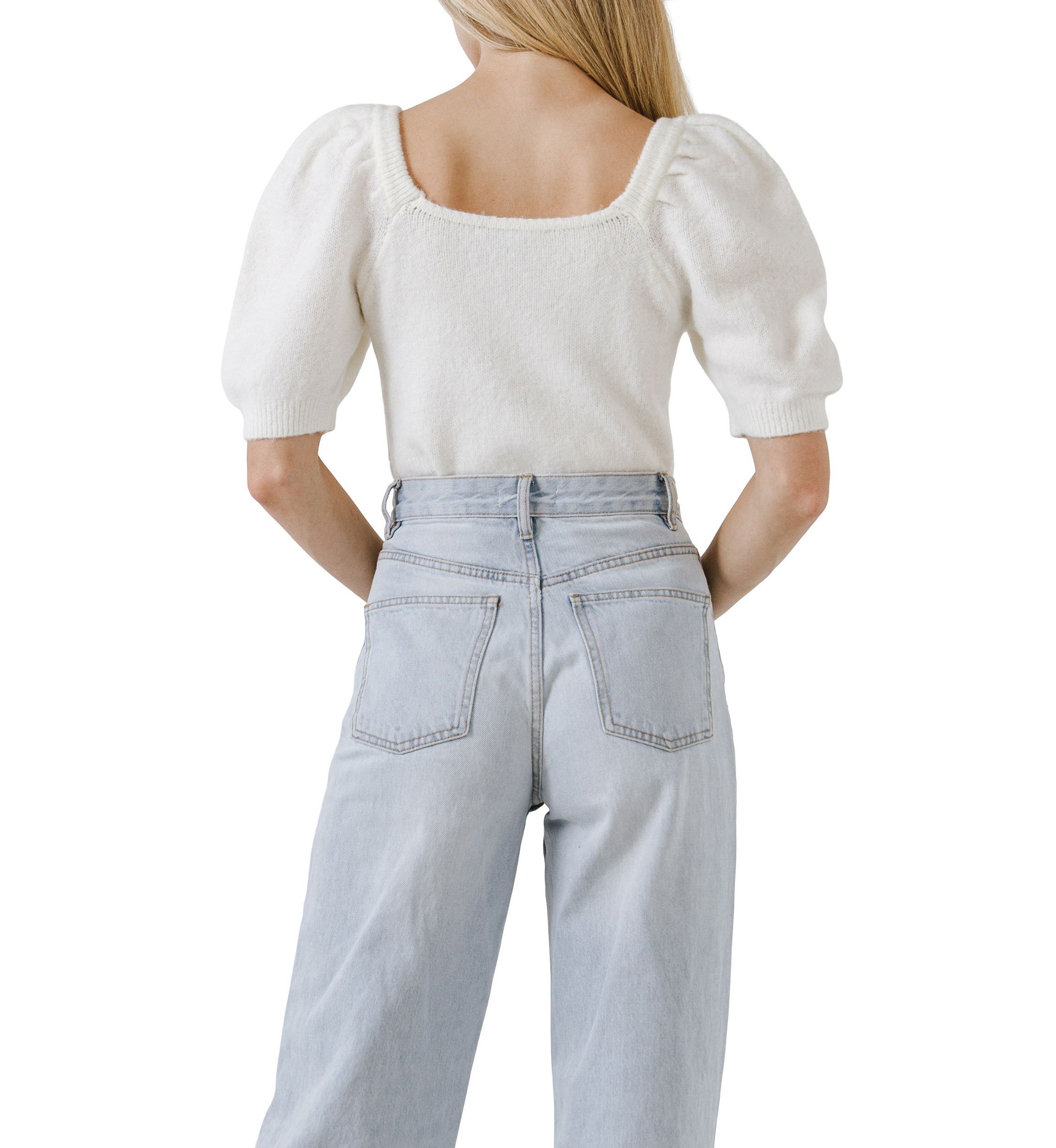 Short Puff Sleeve Sweater