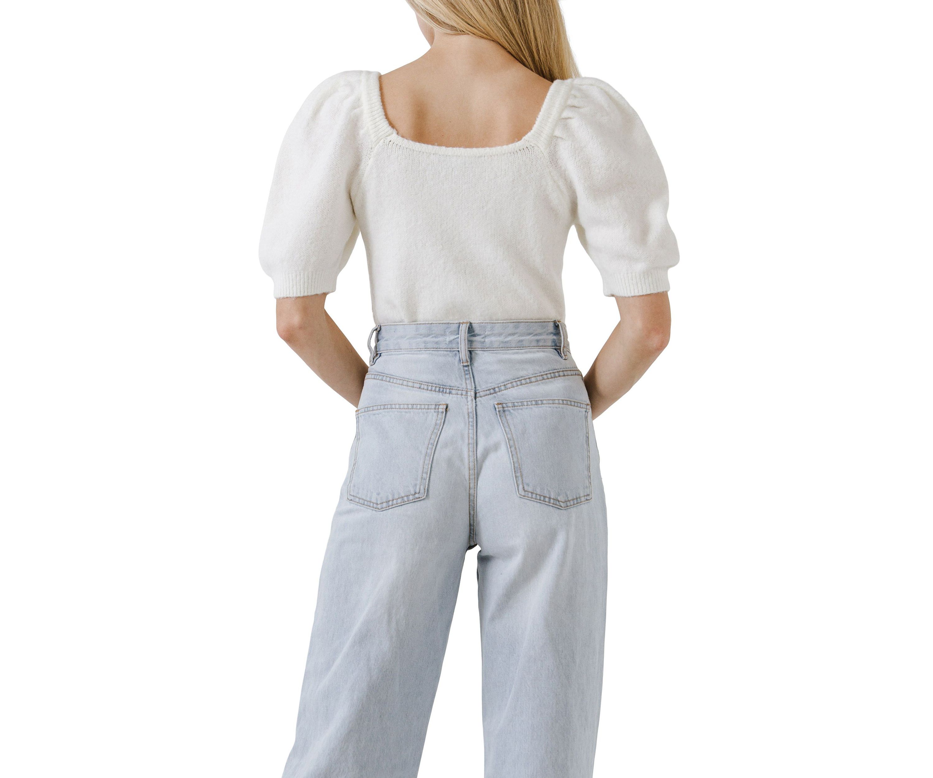 Short Puff Sleeve Sweater