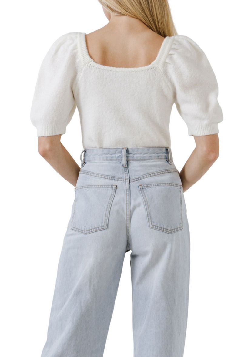 Short Puff Sleeve Sweater