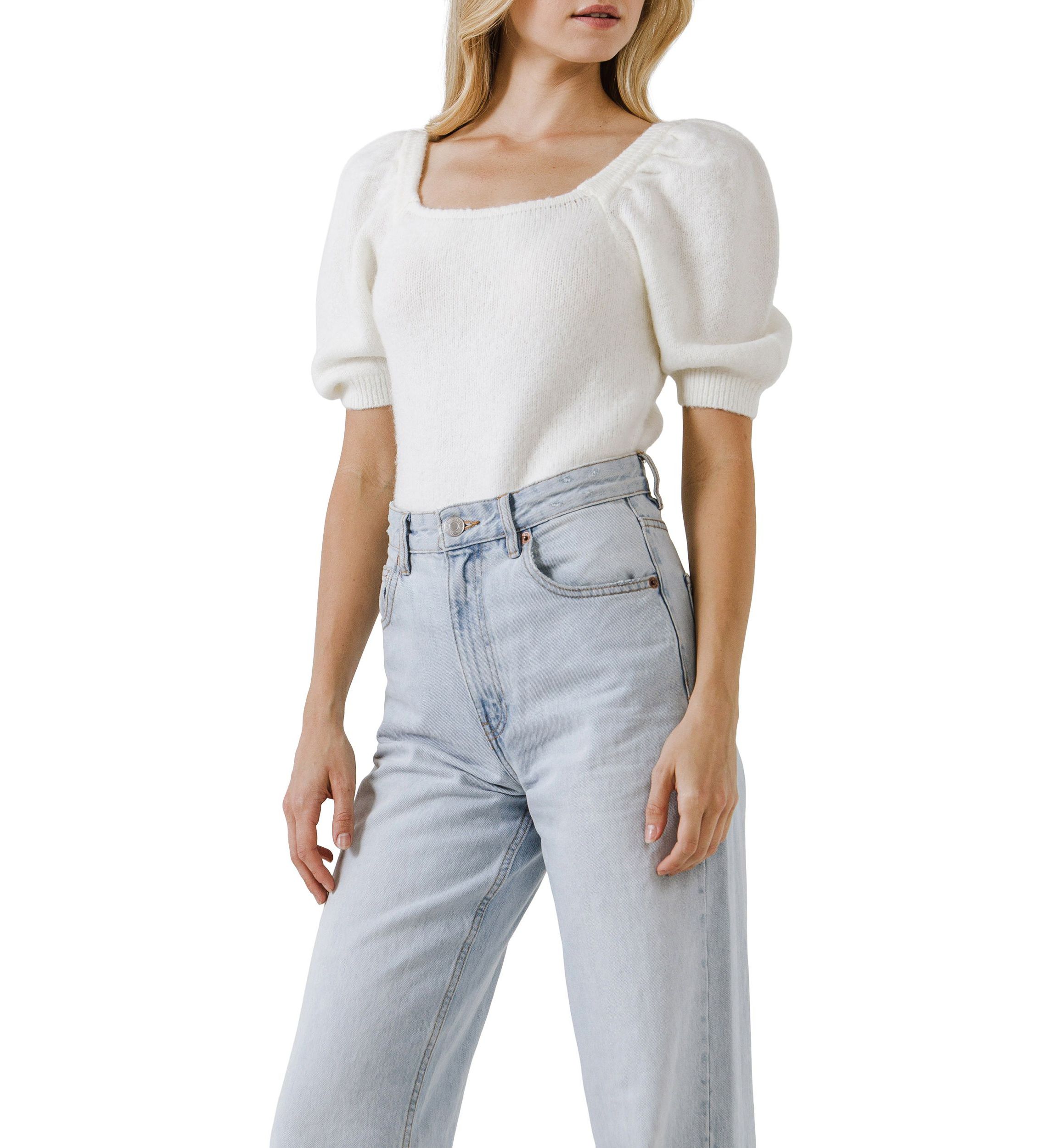 Short Puff Sleeve Sweater