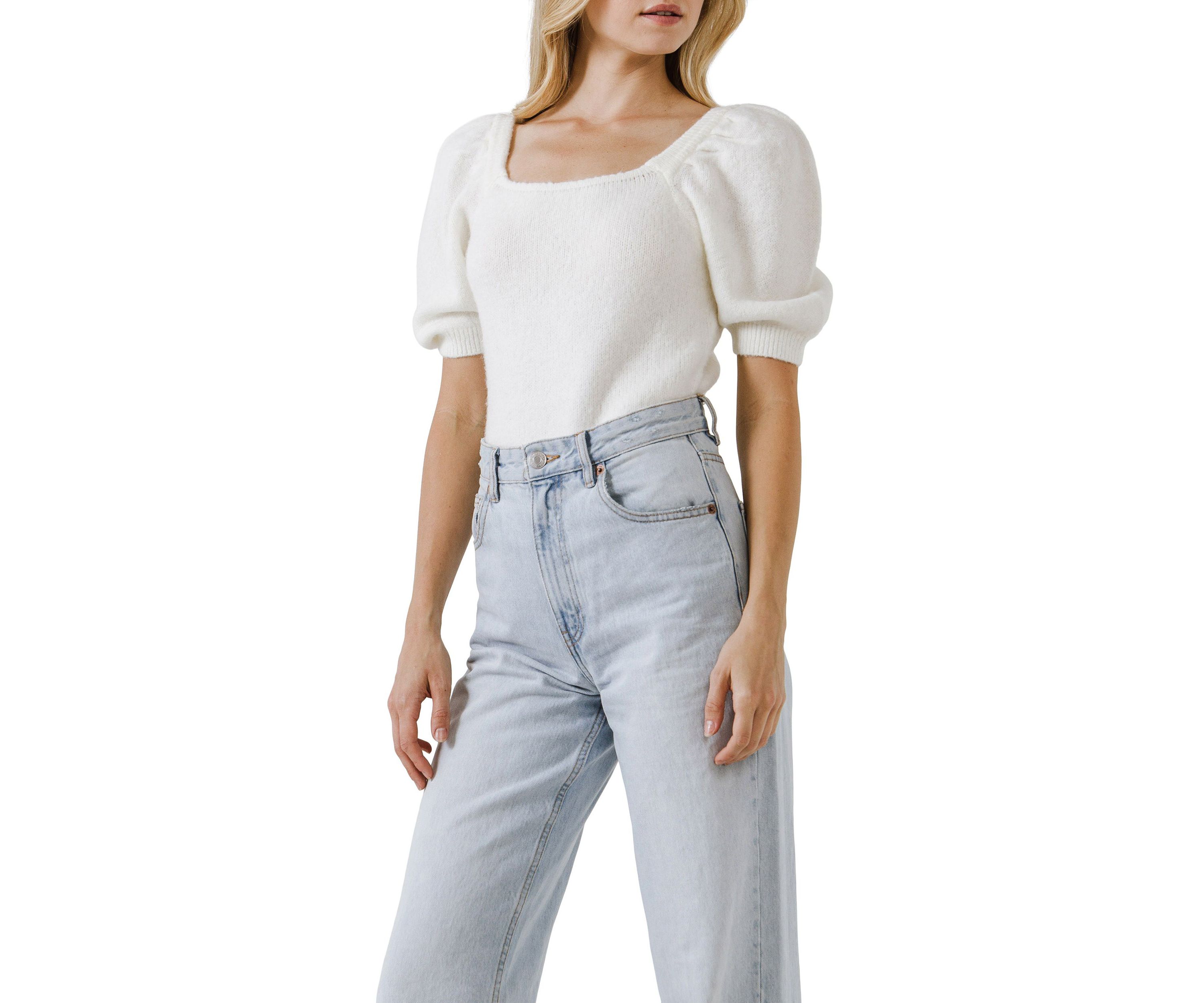 Short Puff Sleeve Sweater