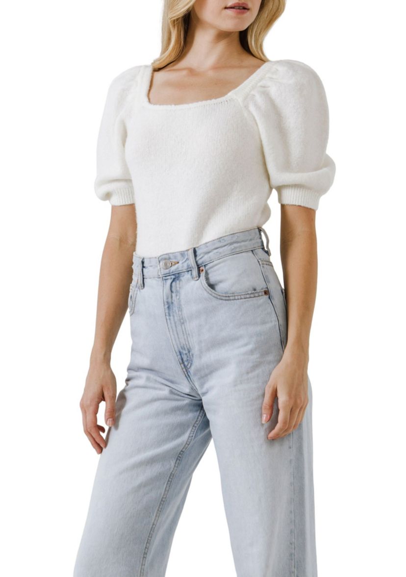 Short Puff Sleeve Sweater