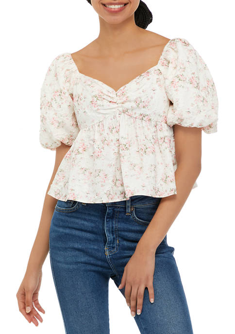 ENGLISH FACTORY Womens Textured Floral Top