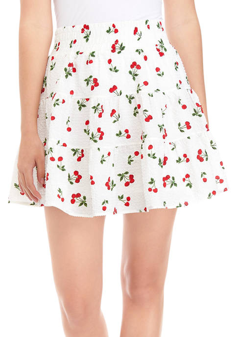 ENGLISH FACTORY Smocked Cherry Print Mini Skirt