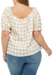 Plus Size Short Sleeve Gingham Woven Top 