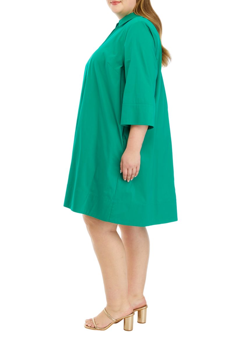 Plus Size A-Line Kaftan Collar Dress
