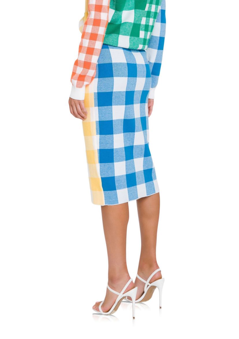 Multi Gingham Skirt