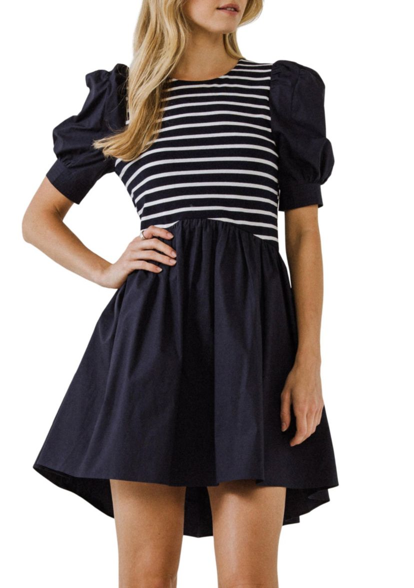 High Low Knit Combo Dress