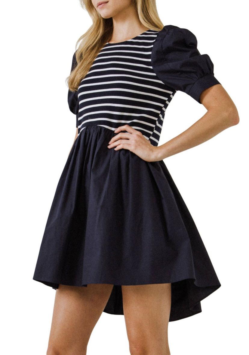 High Low Knit Combo Dress