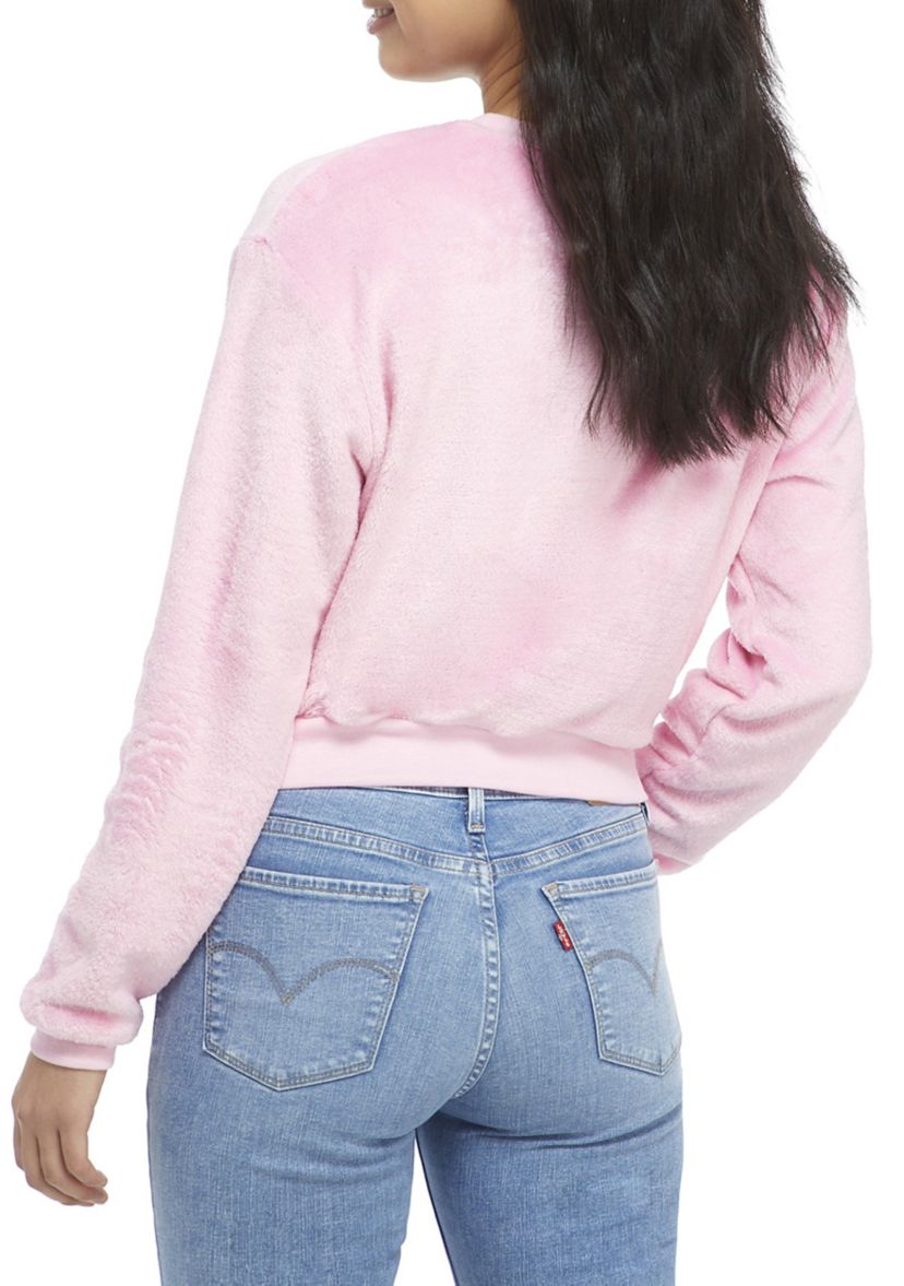 Juniors Long Sleeve Fleece Graphic Pullover 