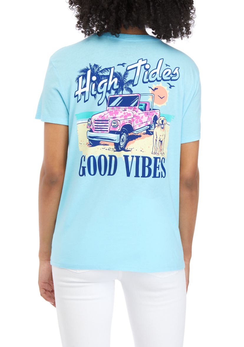 Juniors Short Sleeve High Tides Graphic T-Shirt 