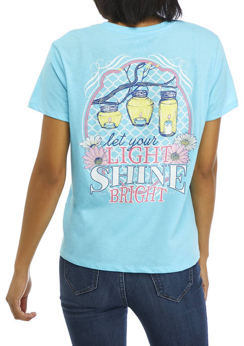 Juniors Short Sleeve Let Your Light Shine Graphic T-Shirt 