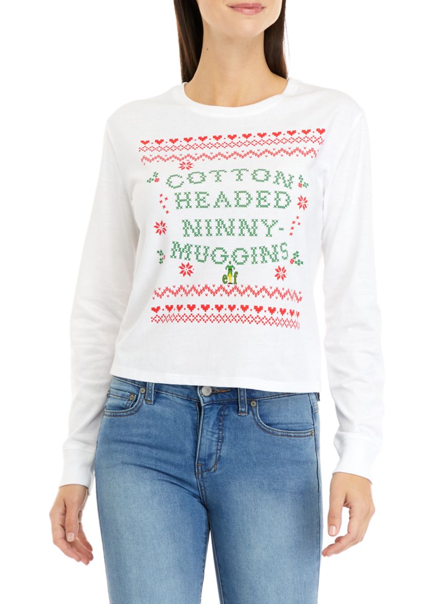 Womens Cropped Cotton Headed Ninny Muggins Graphic T-Shirt