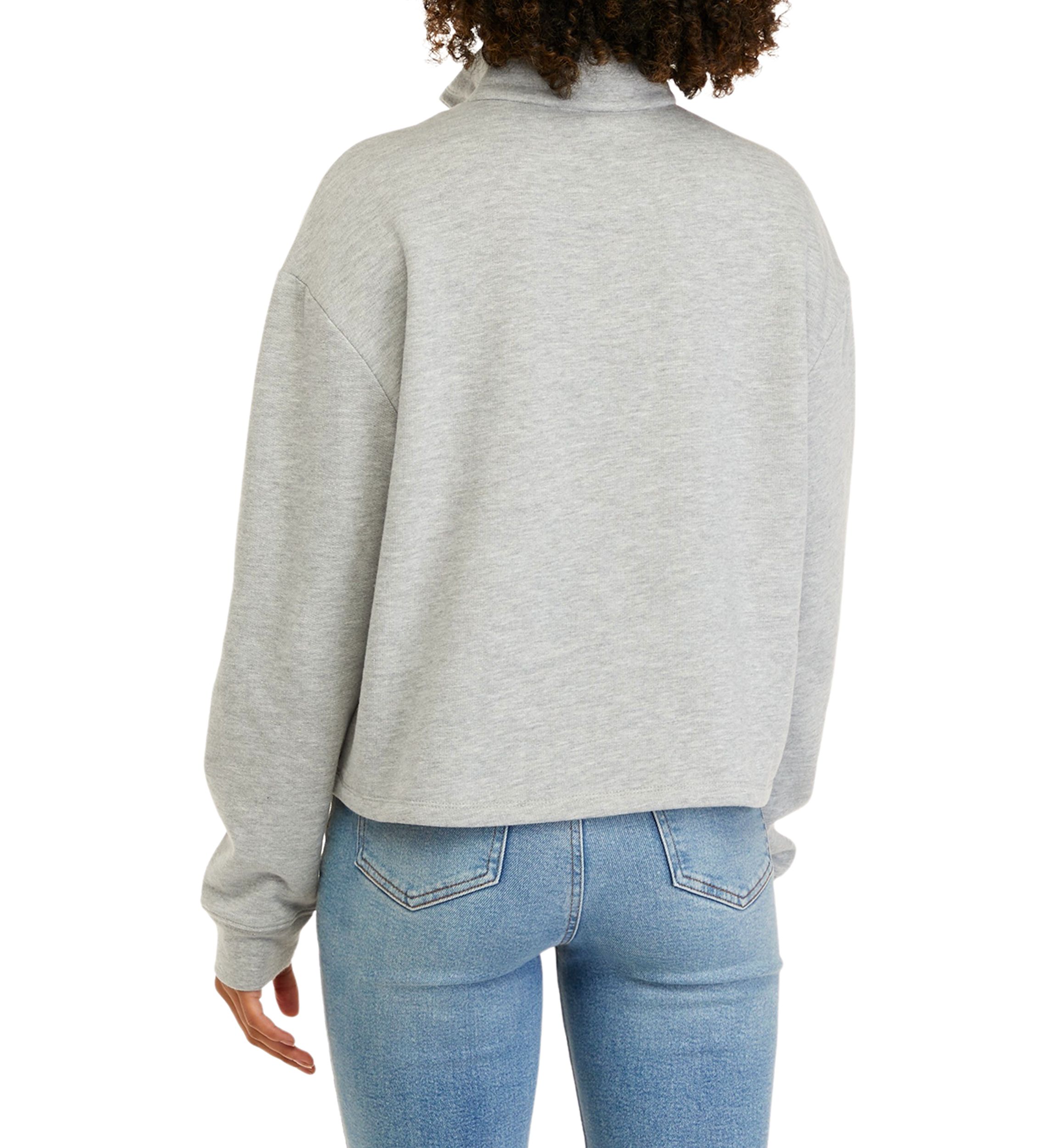 Juniors Long Sleeve Mickey Quarter Zip Mock Neck Graphic Sweatshirt