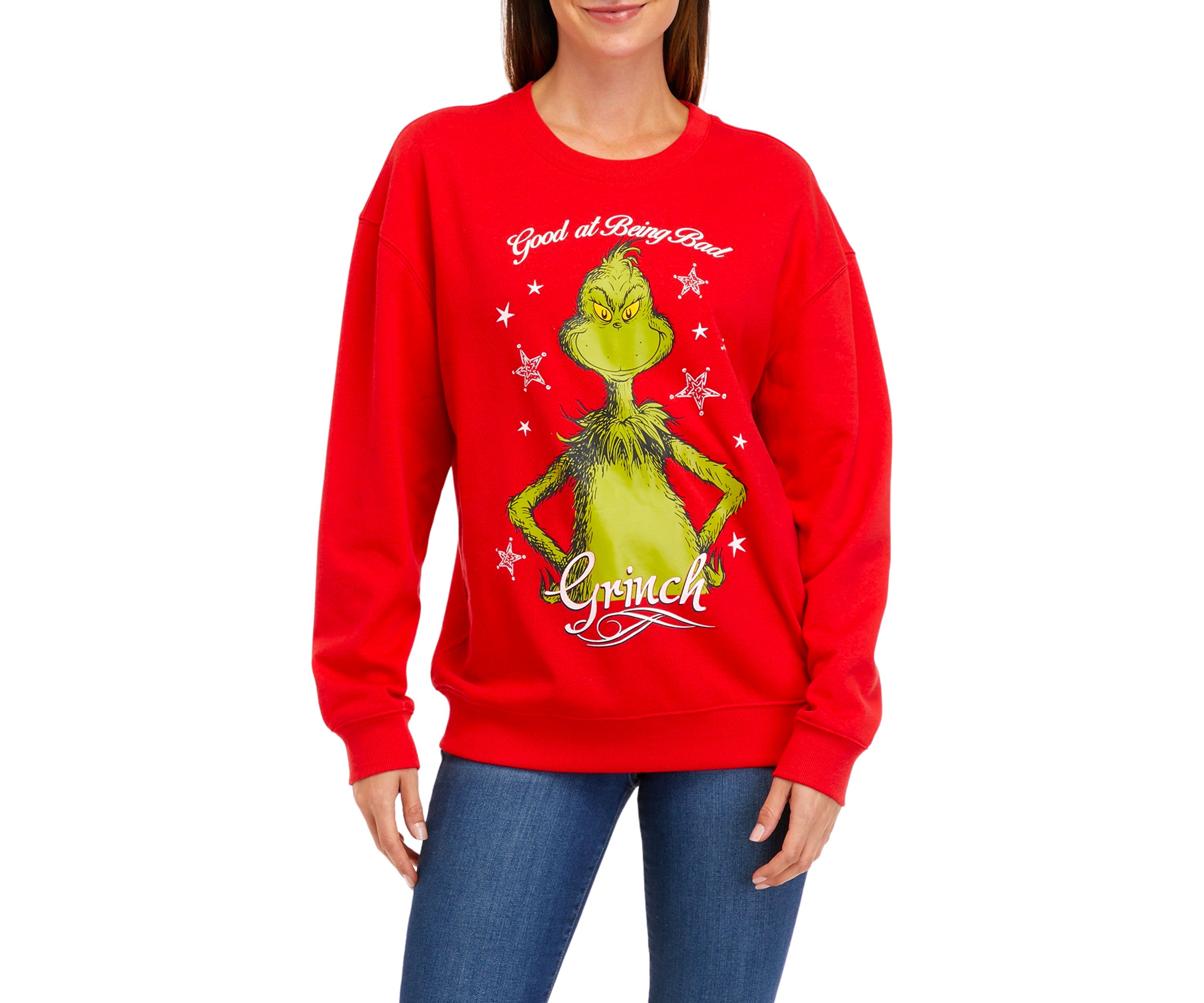 Long Sleeve Oversized Grinch Graphic Sweatshirt