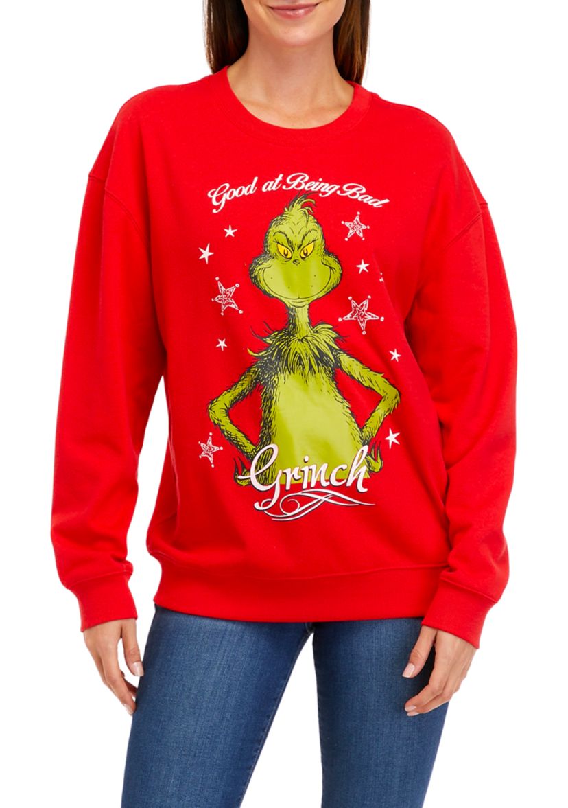 Long Sleeve Oversized Grinch Graphic Sweatshirt