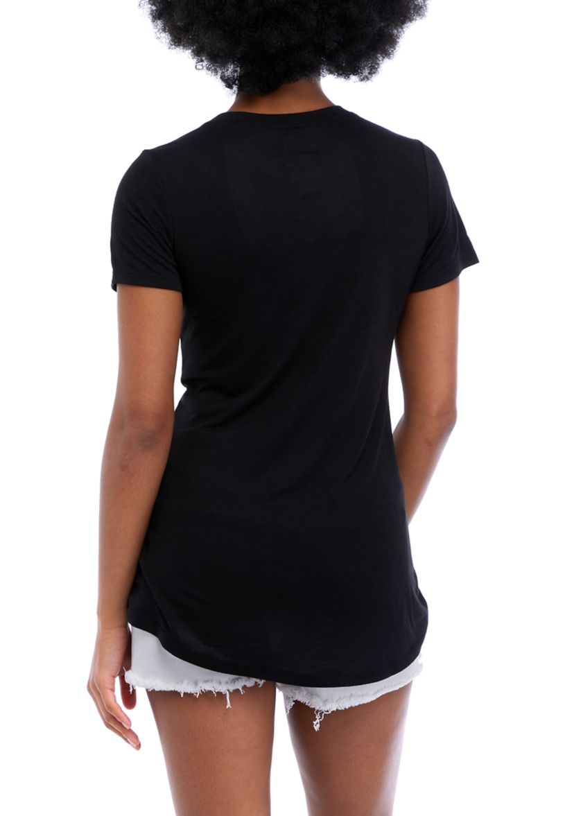 Juniors Short Sleeve Love Blooms Wild Graphic T-Shirt 
