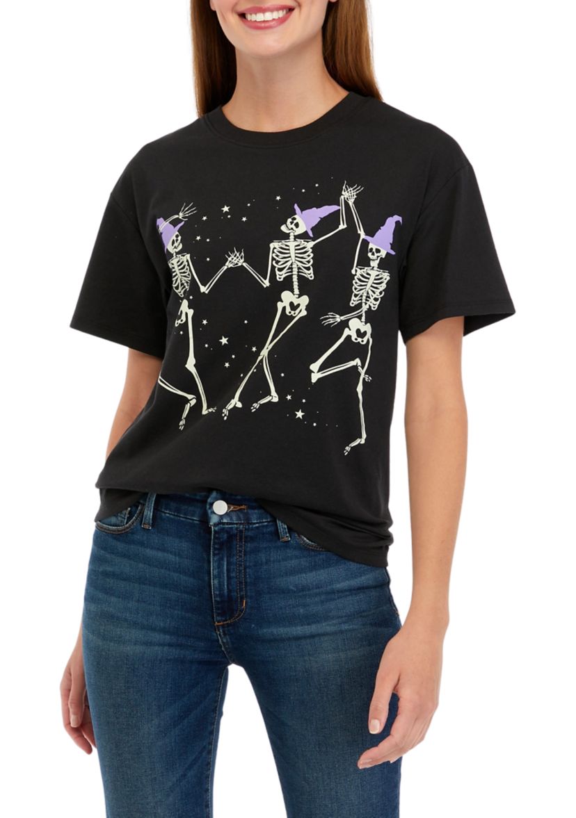 Womens Short Sleeve Skeleton Graphic T-Shirt