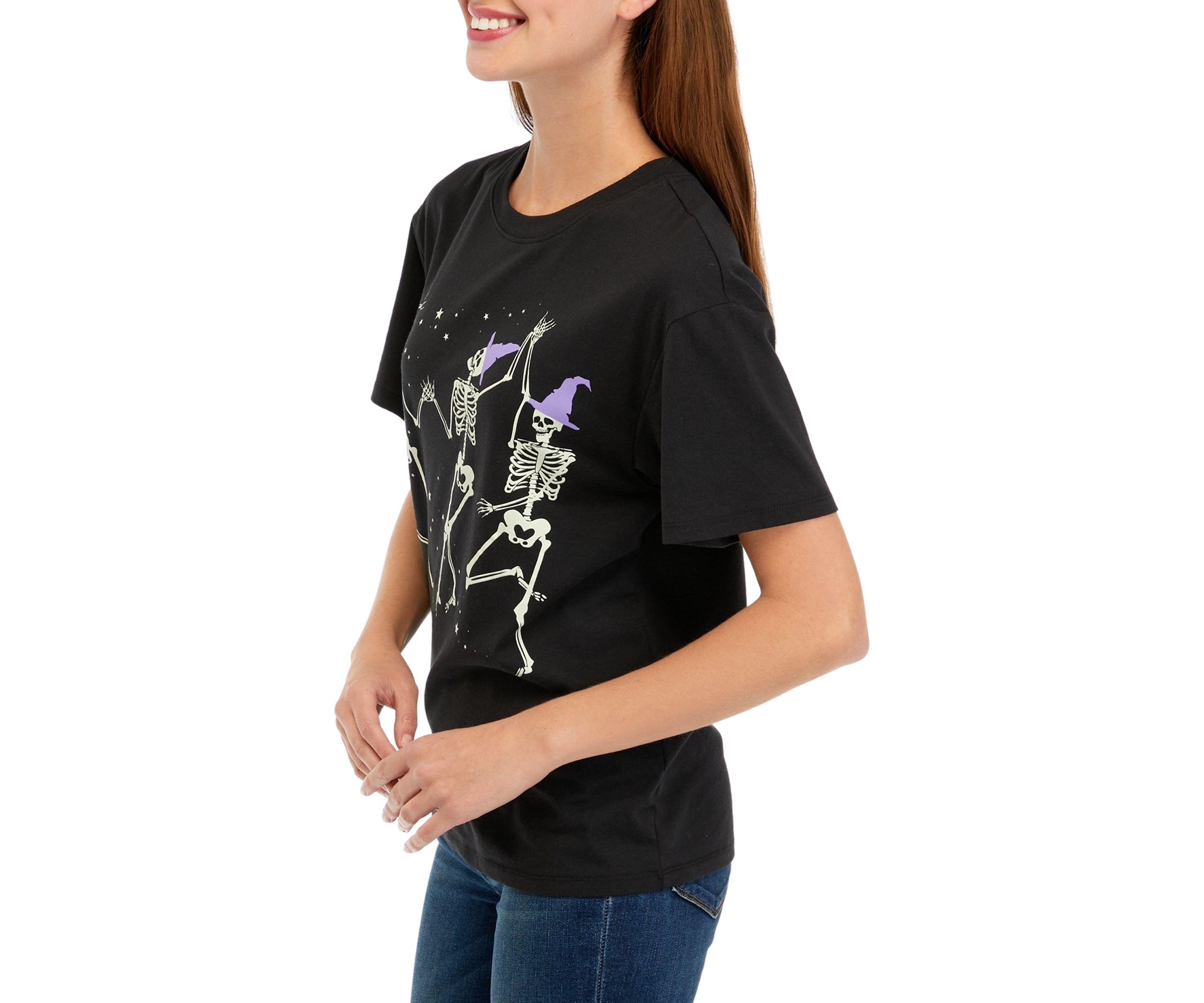 Womens Short Sleeve Skeleton Graphic T-Shirt