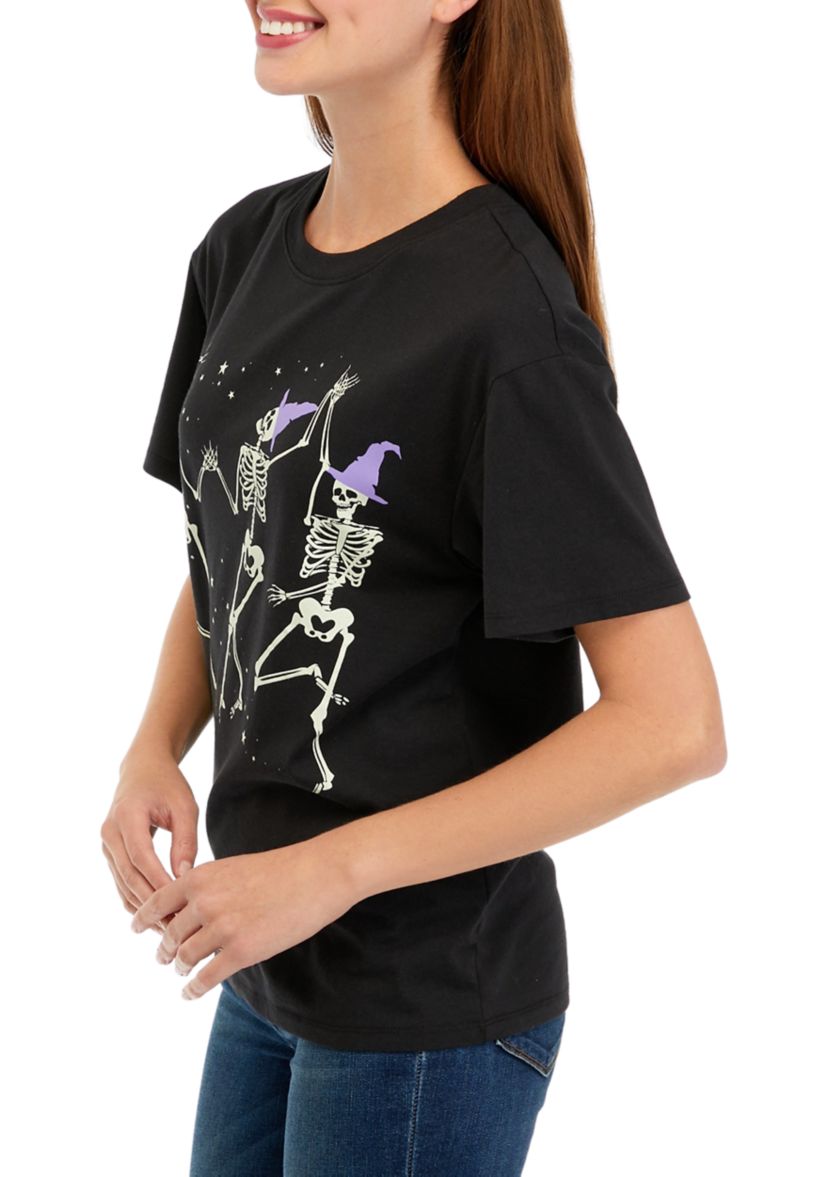 Womens Short Sleeve Skeleton Graphic T-Shirt