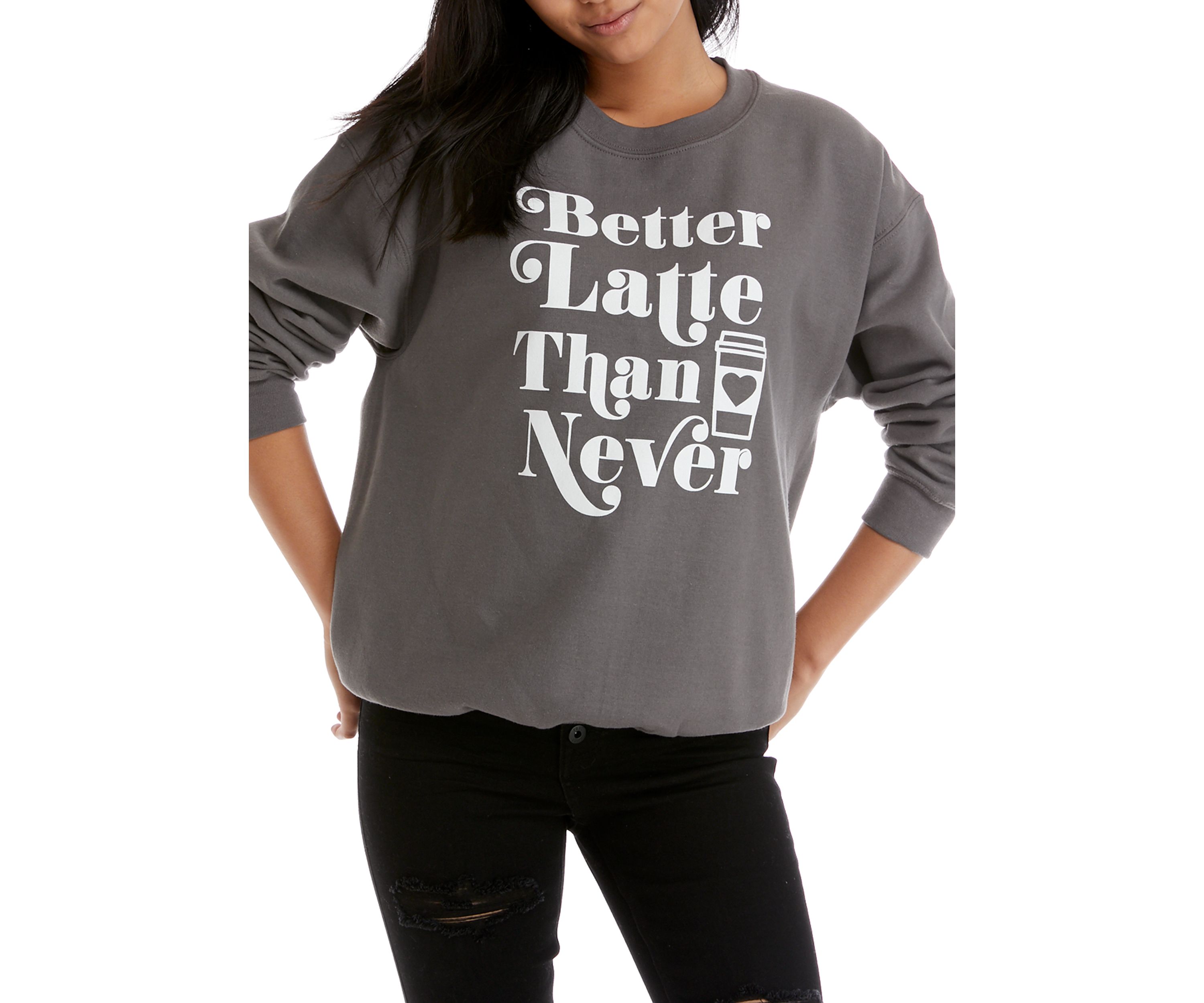 Juniors Better Latte Graphic Fleece Sweatshirt