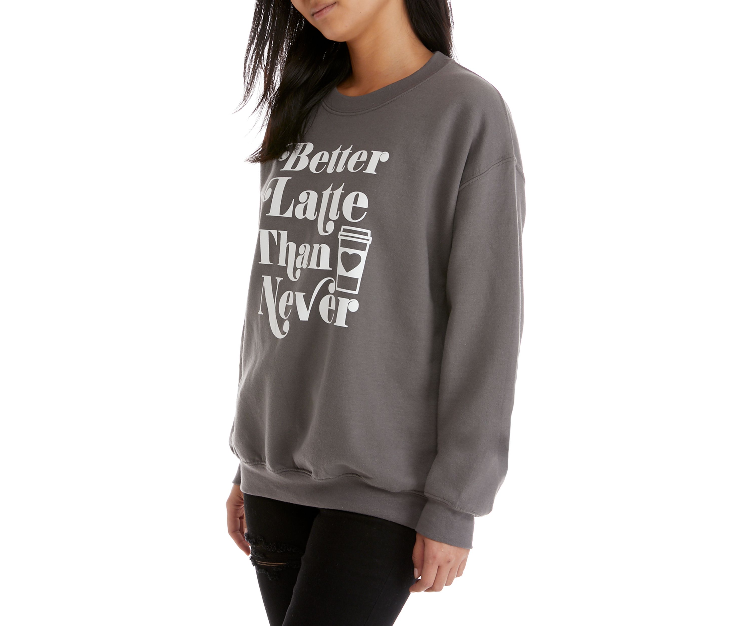 Juniors Better Latte Graphic Fleece Sweatshirt