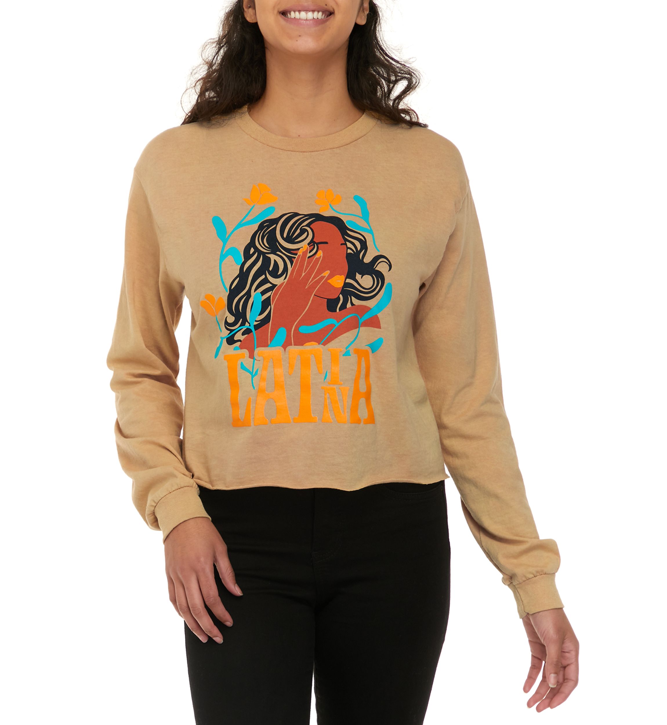 Womens Long Sleeve Latina Culture Shop Graphic T-Shirt