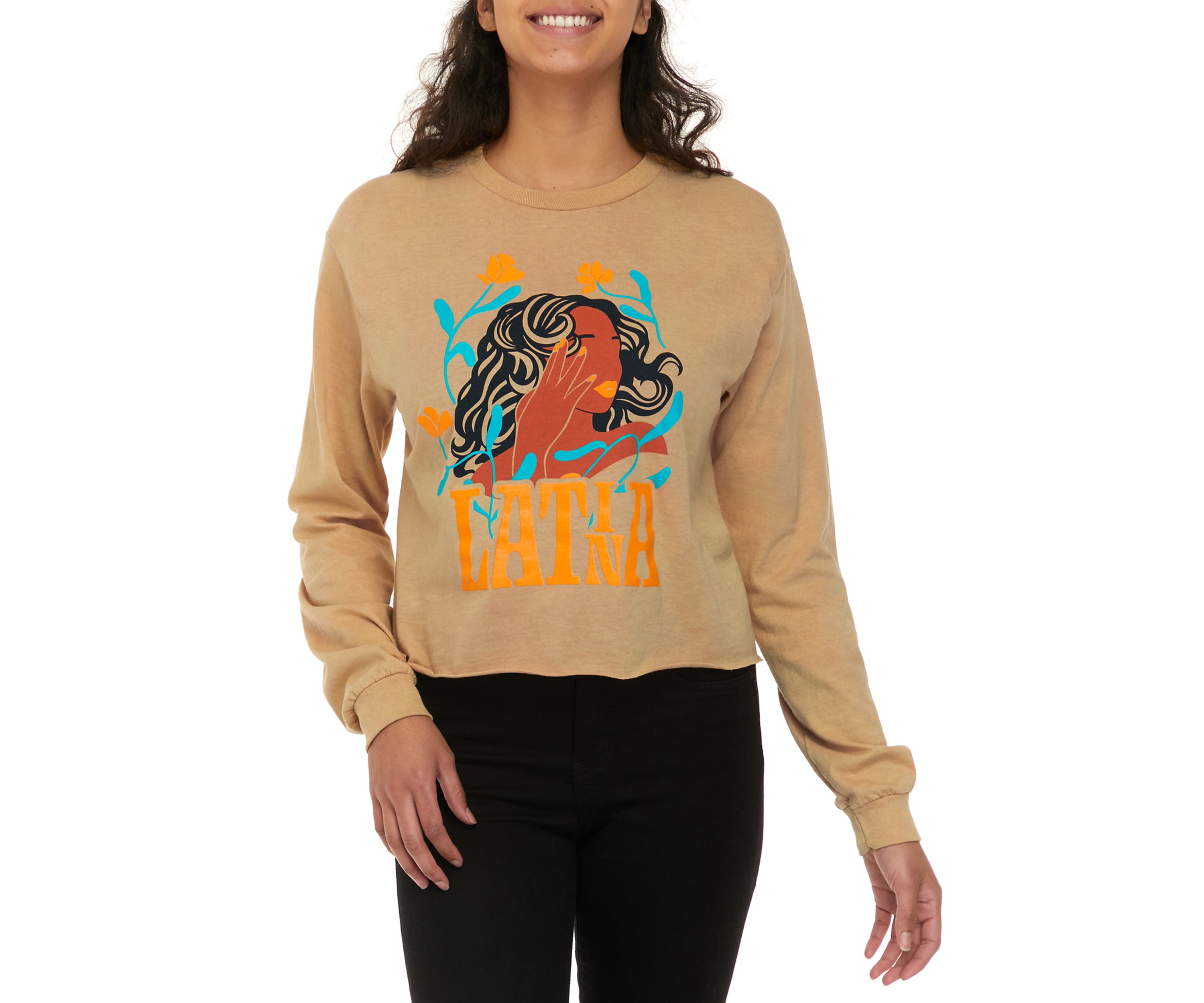 Womens Long Sleeve Latina Culture Shop Graphic T-Shirt