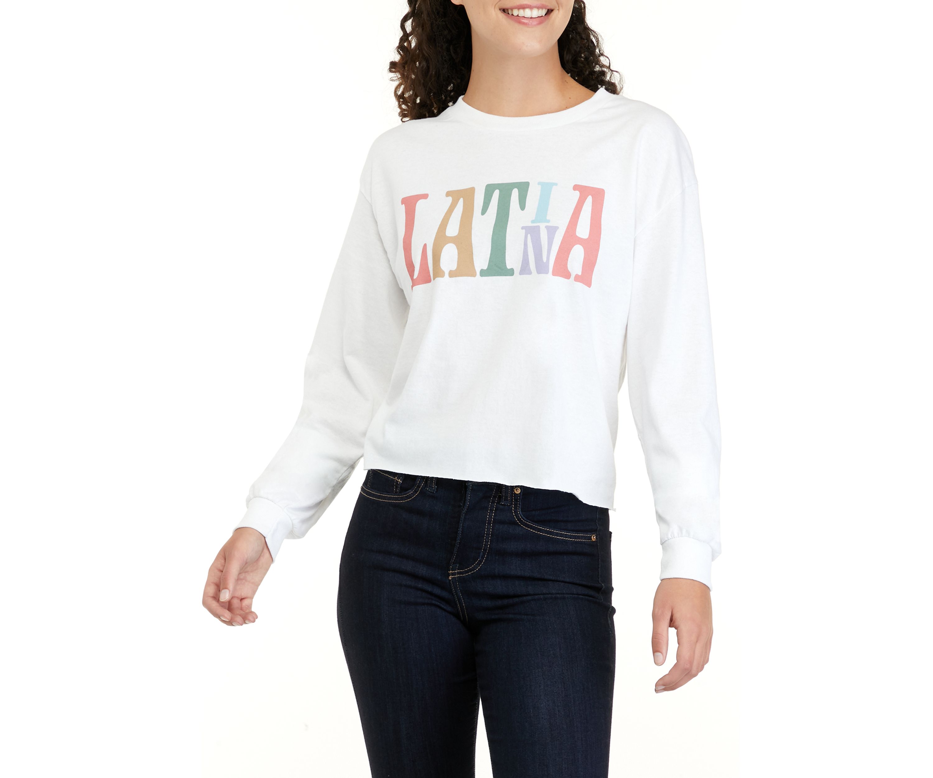 Womens Long Sleeve Latina Graphic T-Shirt