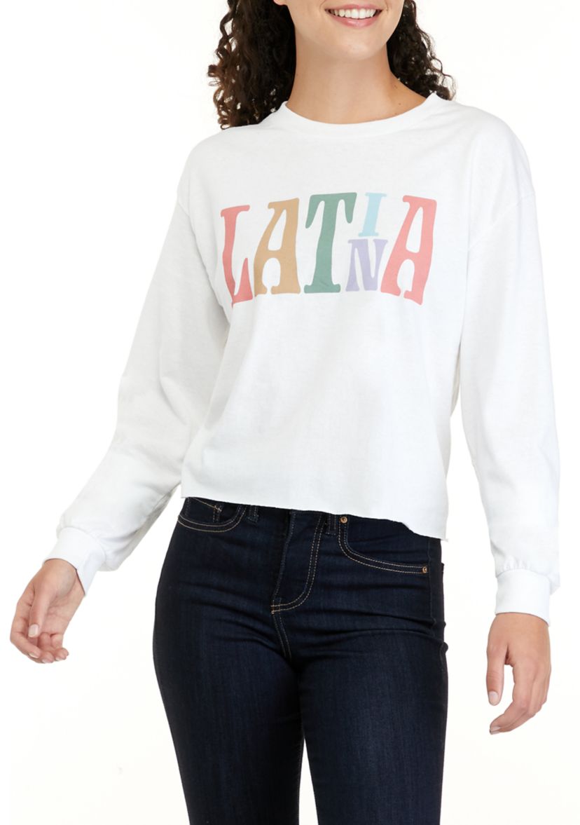 Womens Long Sleeve Latina Graphic T-Shirt