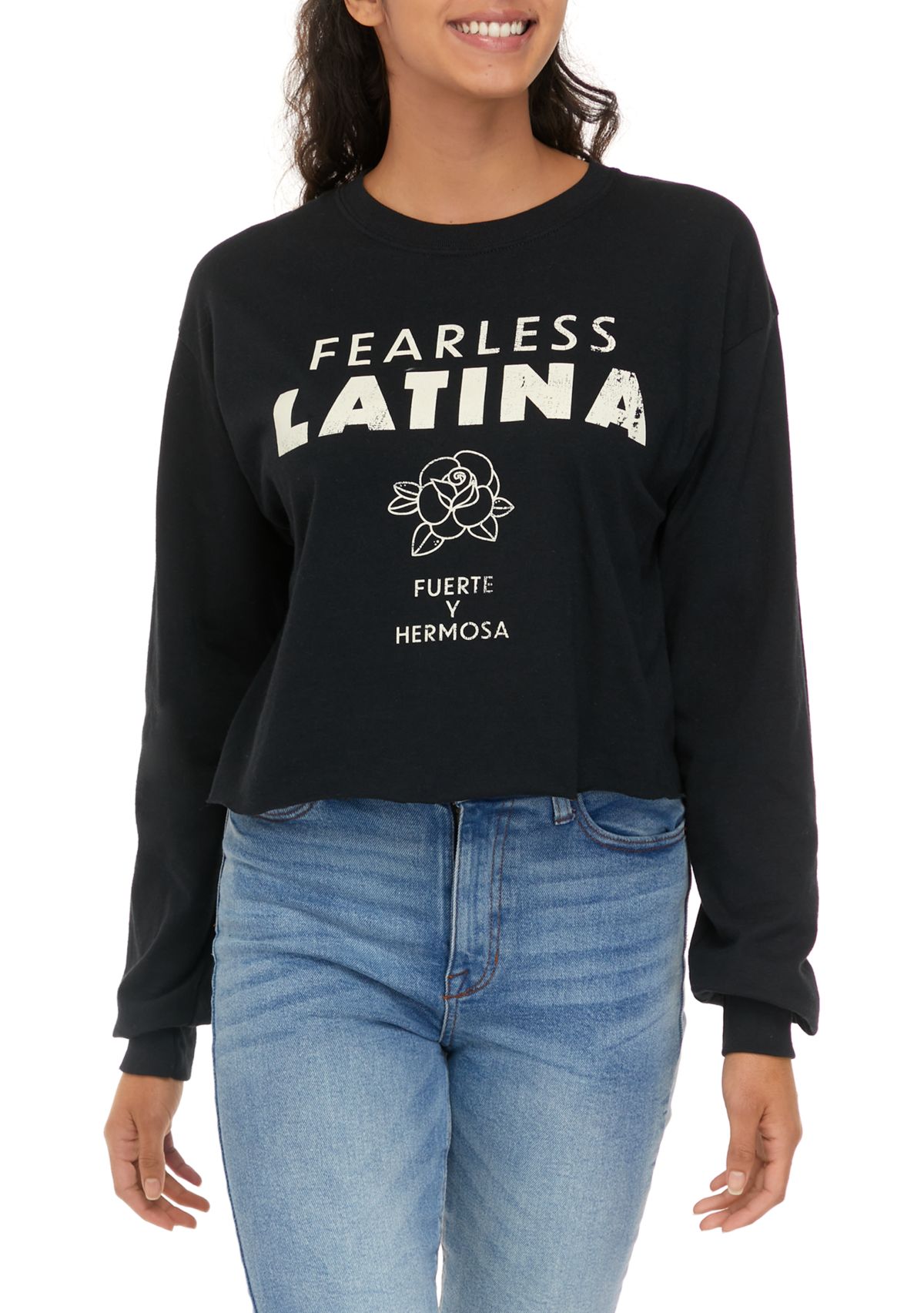 Womens Long Sleeve Fearless Latina Culture Shop Graphic T-Shirt