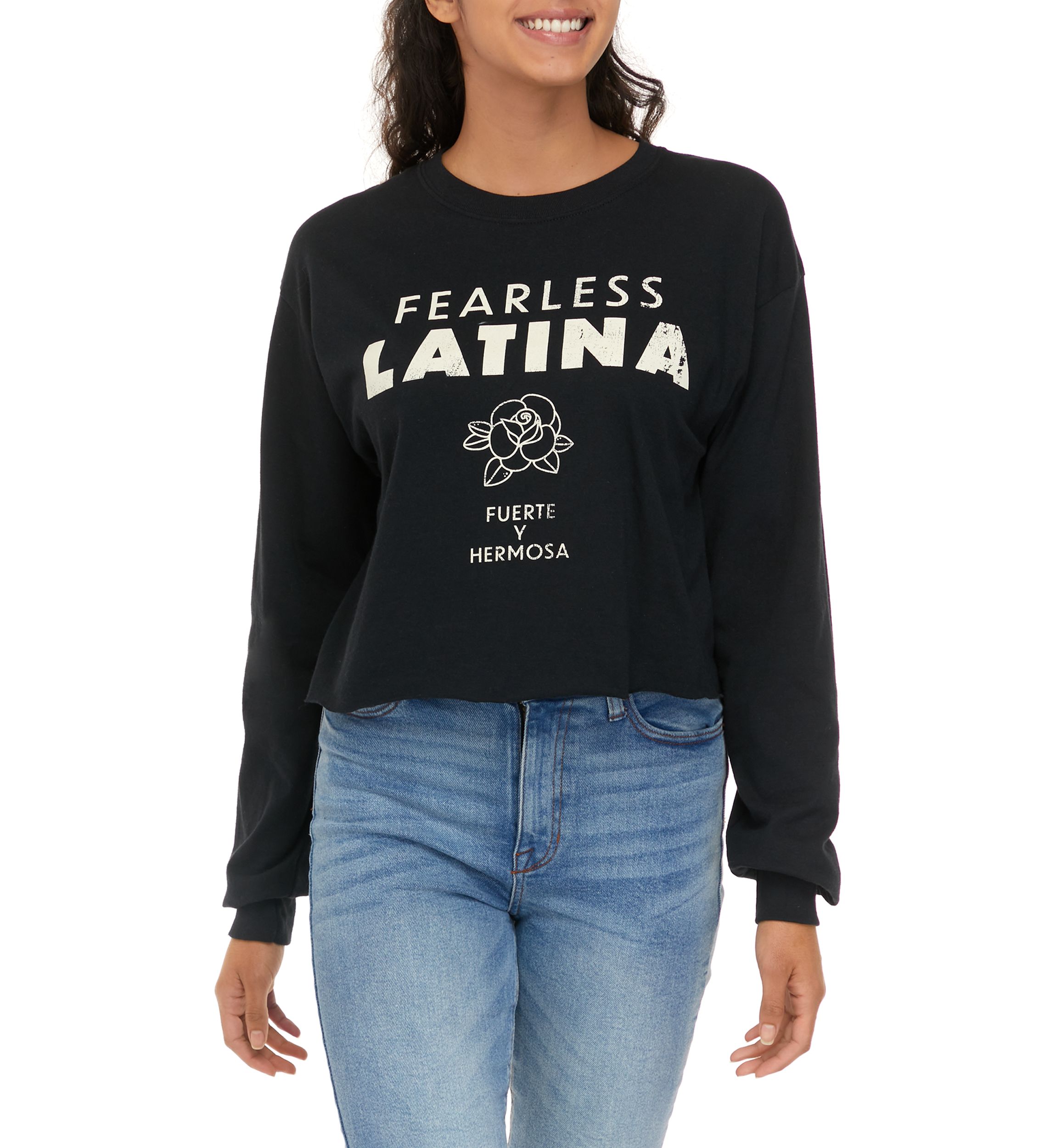 Womens Long Sleeve Fearless Latina Culture Shop Graphic T-Shirt