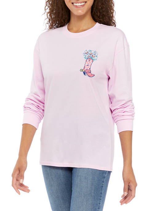 Juniors Long Sleeve Southern Charmer Boot Graphic T-Shirt 