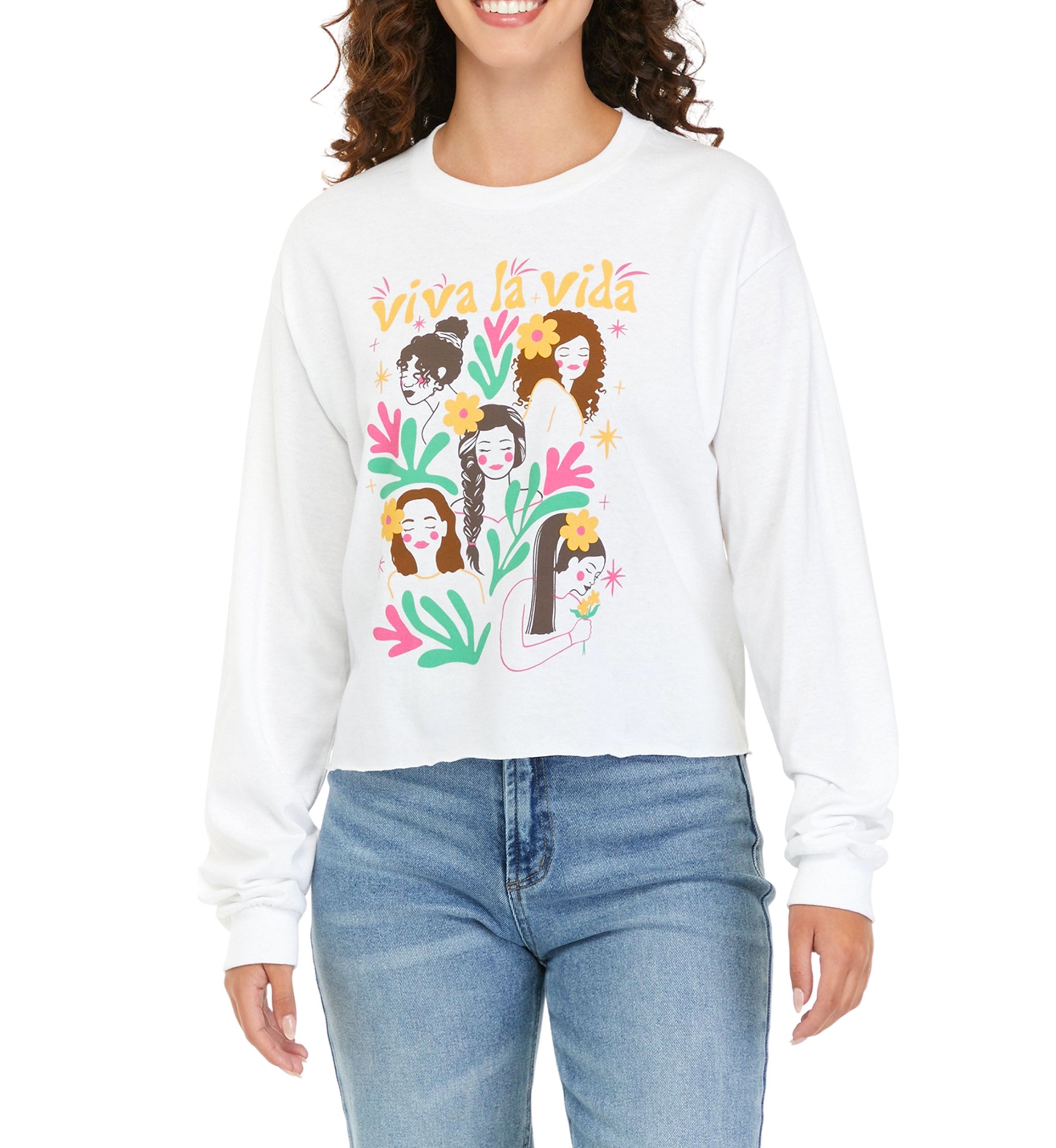 Womens Long Sleeve Viva la Vida Graphic T-Shirt 