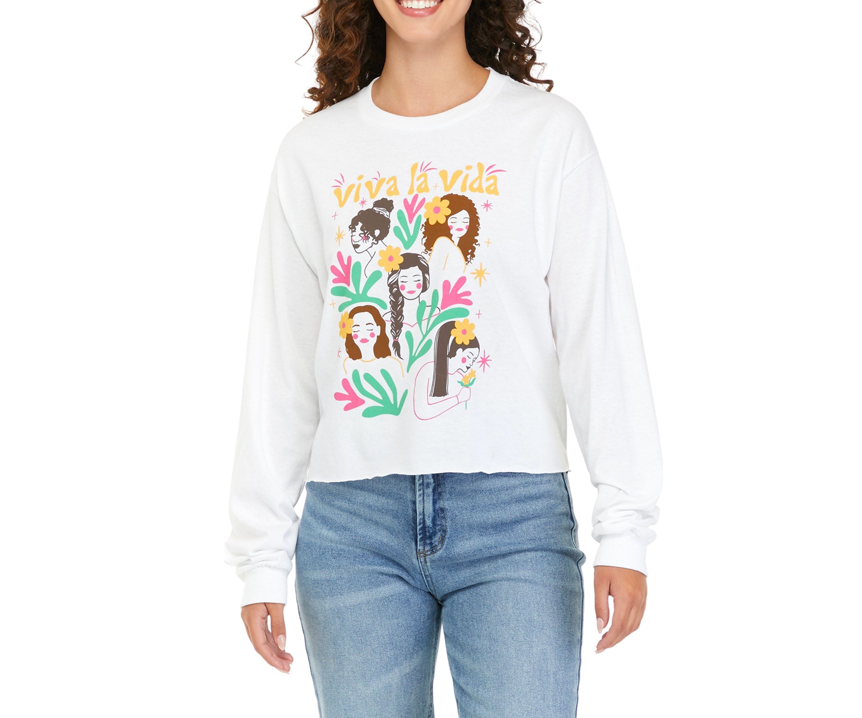 Womens Long Sleeve Viva la Vida Graphic T-Shirt 