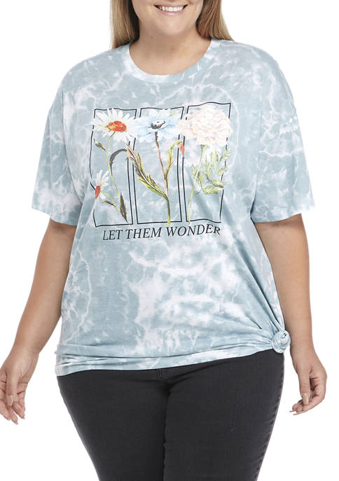 Cold Crush Plus Size Short Sleeve Flowers Graphic