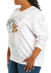 Plus Size Long Sleeve Fleece Tom and Jerry Graphic Sweatshirt 