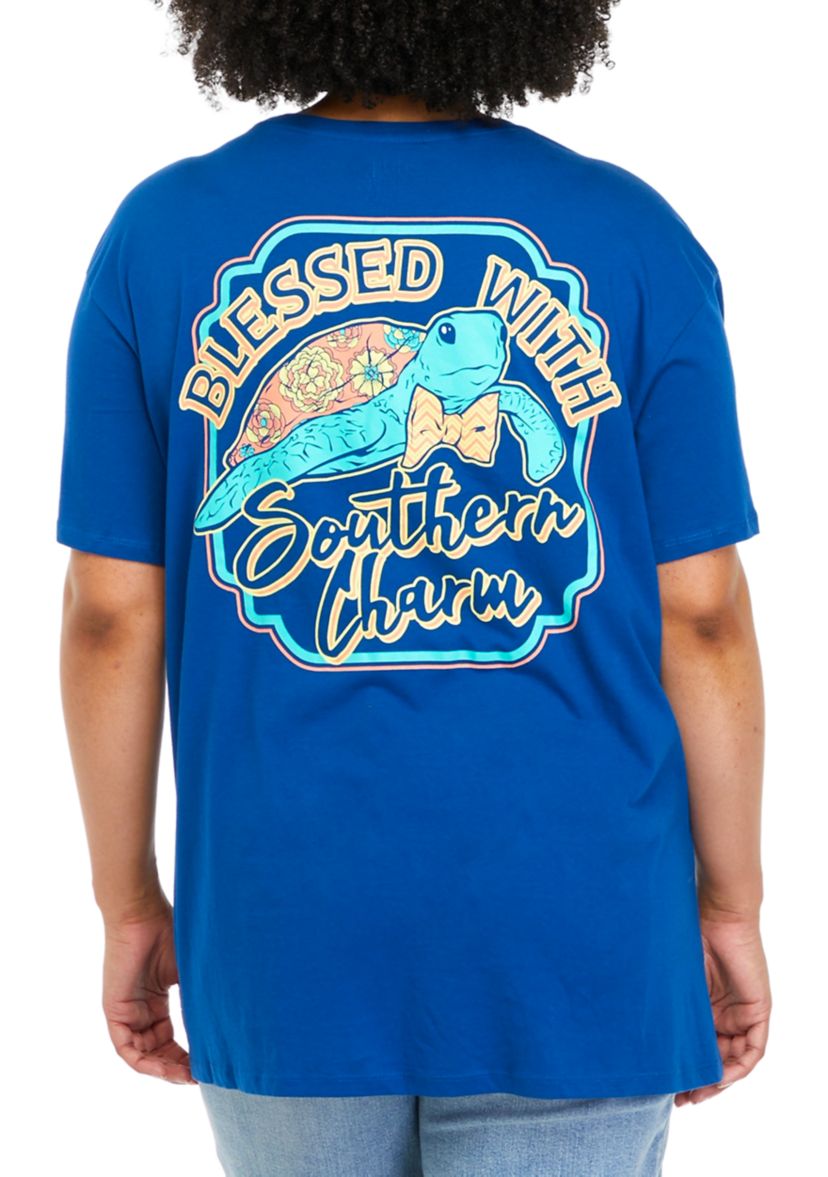 Plus Size Short Sleeve Blessed Graphic T-Shirt 