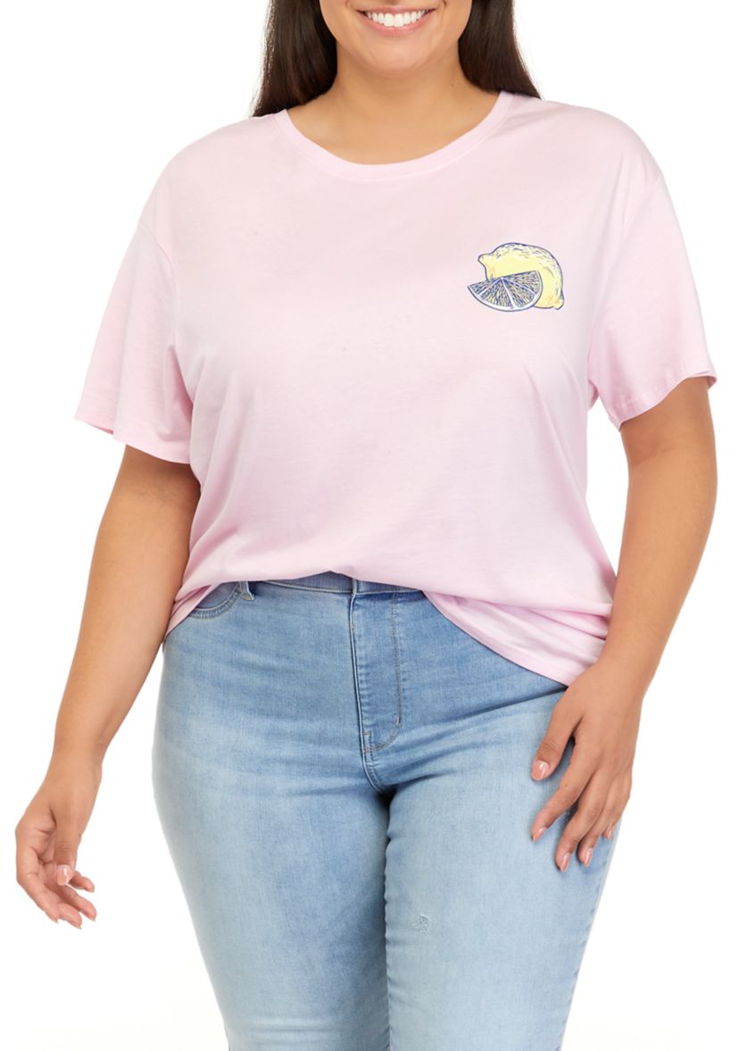Plus Size Short Sleeve Quit Being Sour Graphic T-Shirt