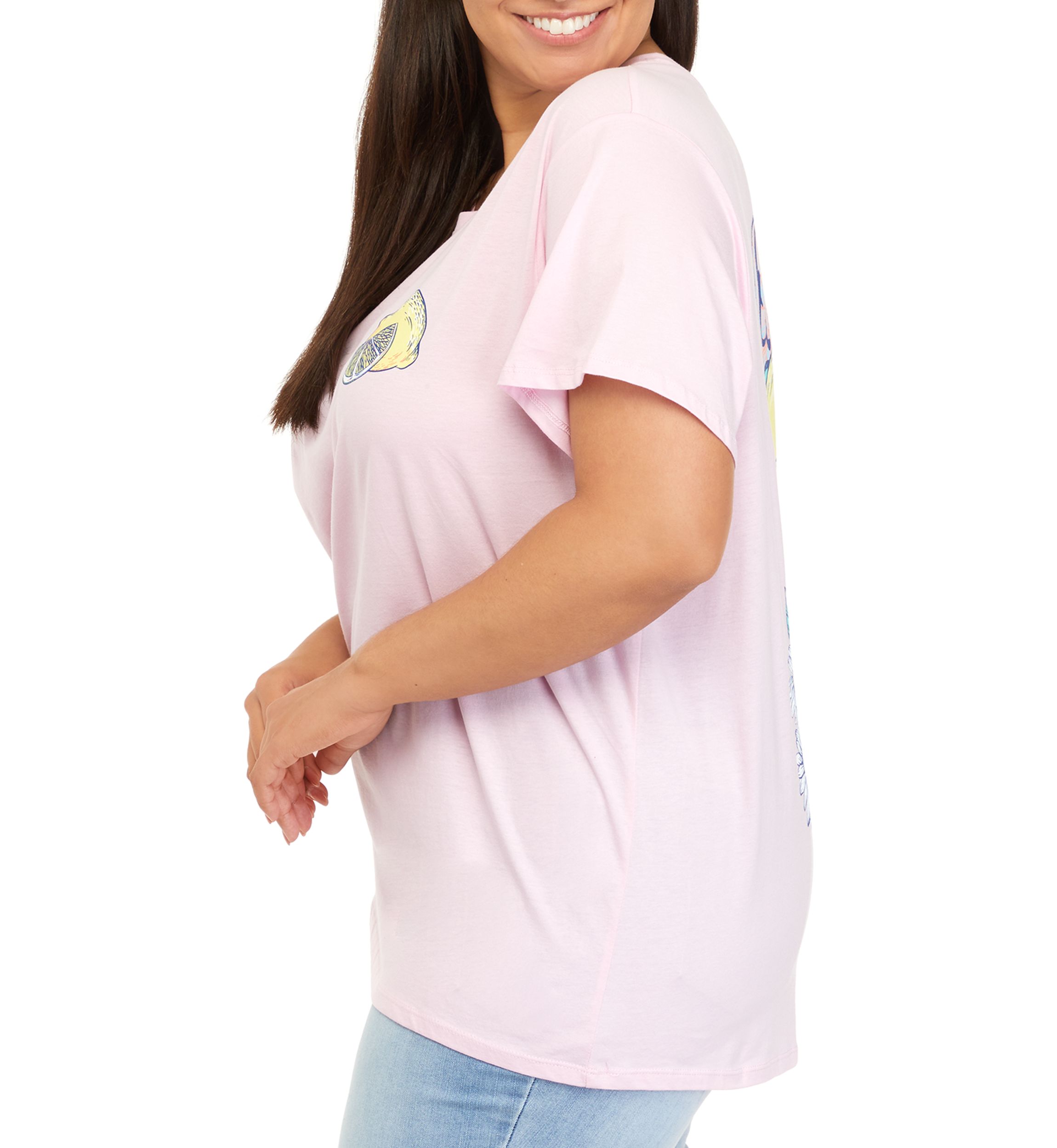 Plus Size Short Sleeve Quit Being Sour Graphic T-Shirt