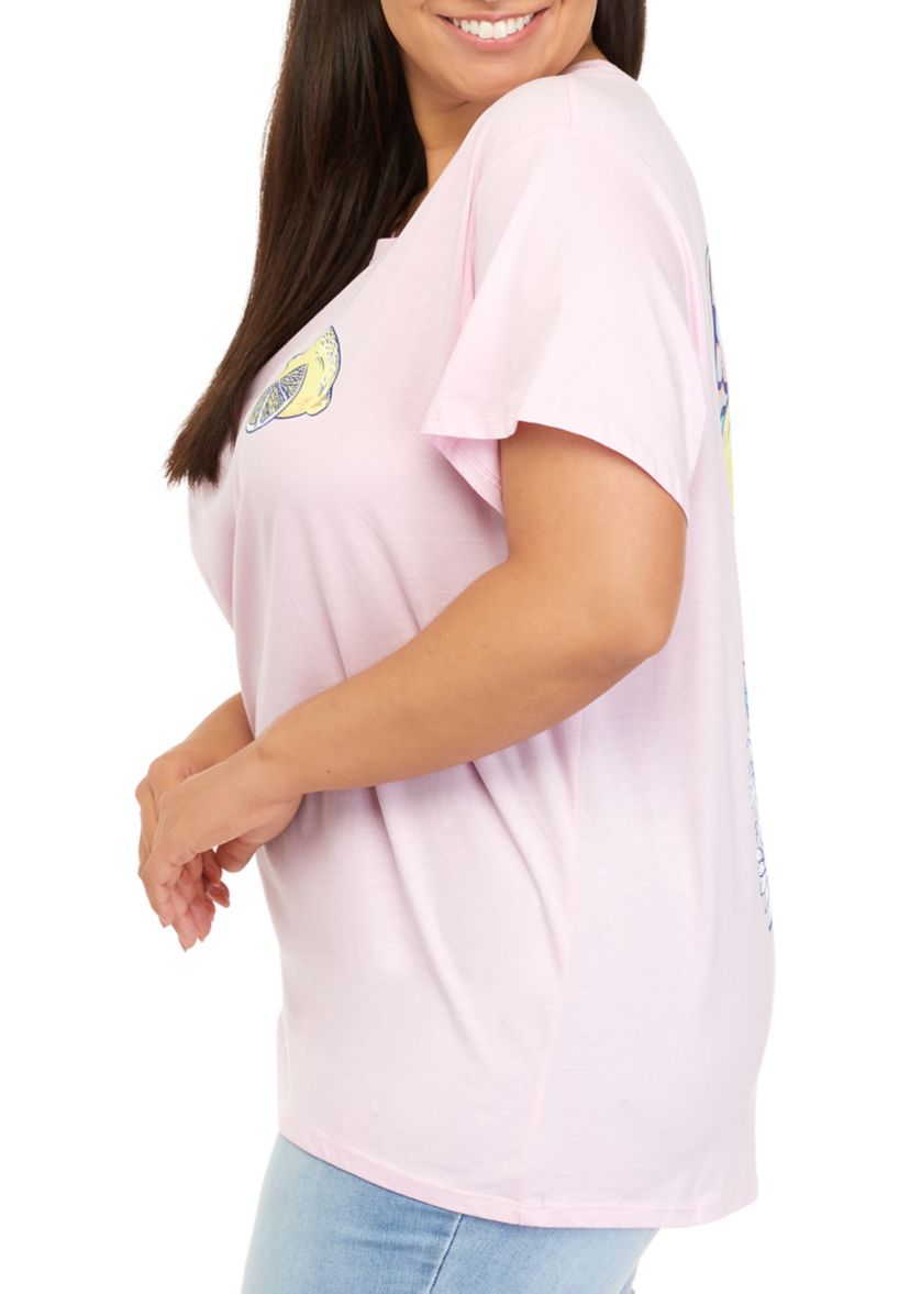 Plus Size Short Sleeve Quit Being Sour Graphic T-Shirt