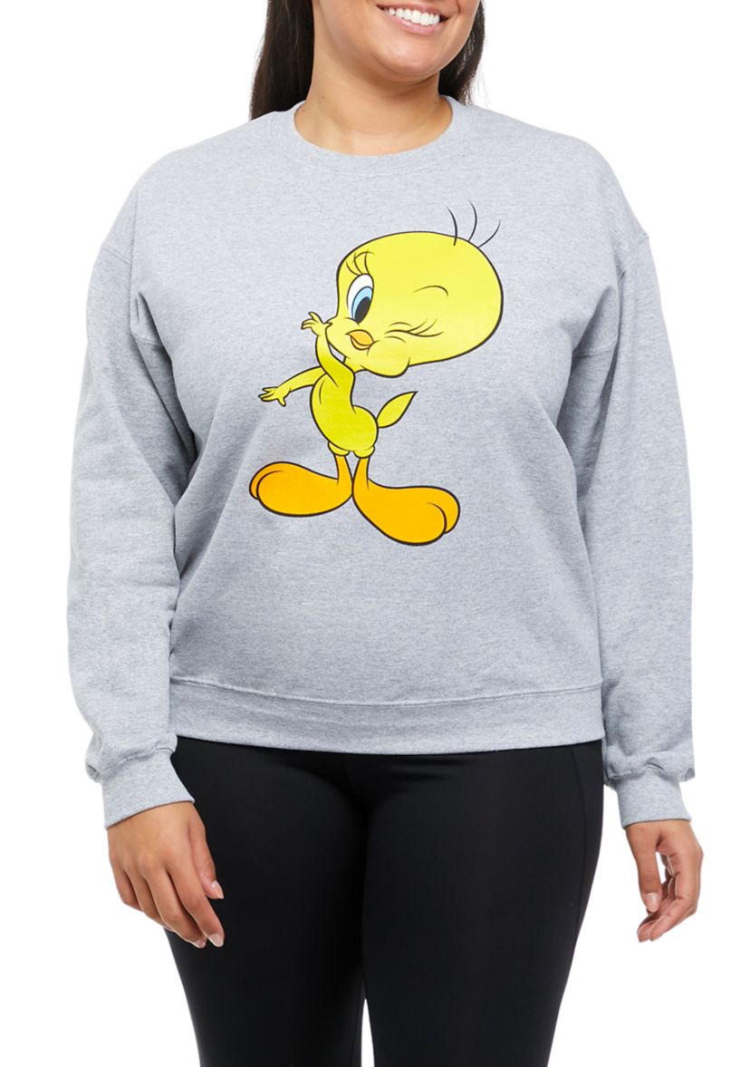 Plus Size Fleece Tweety Bird Graphic Sweatshirt