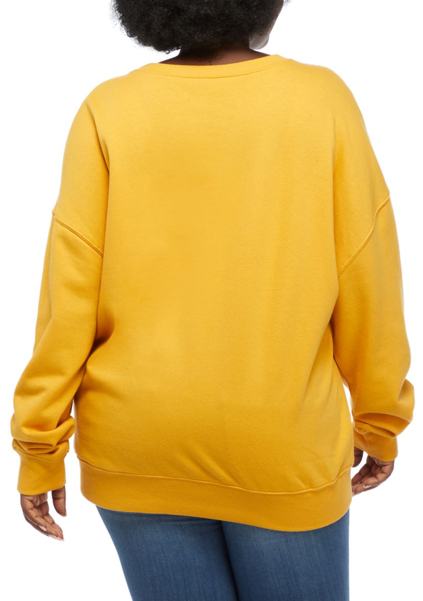 Plus Size Drop Shoulder Fleece Winnie the Pooh Graphic Pullover 