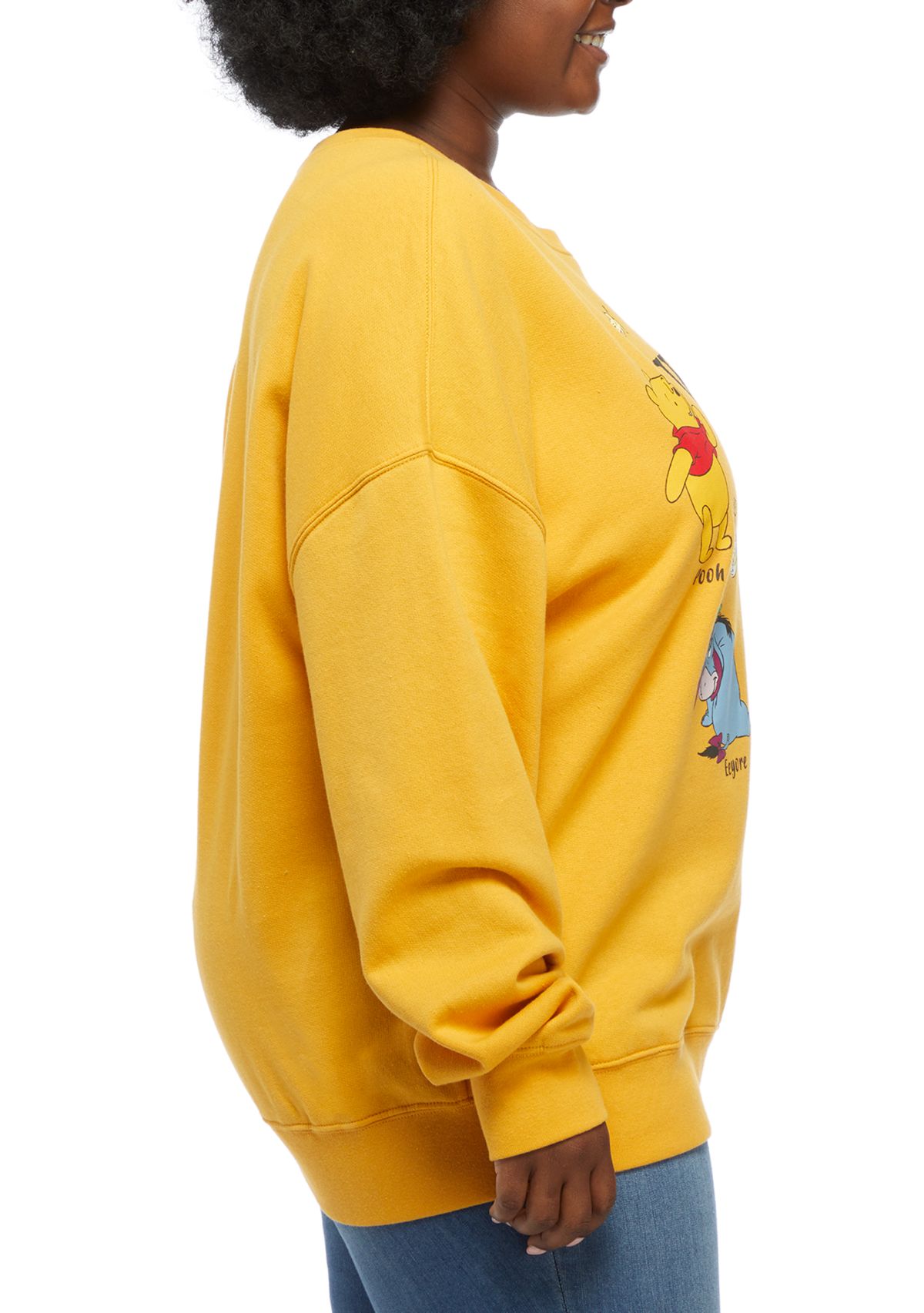 Plus Size Drop Shoulder Fleece Winnie the Pooh Graphic Pullover 