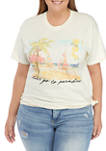 Plus Size Short Sleeve Side Knot Beach Graphic T-Shirt 